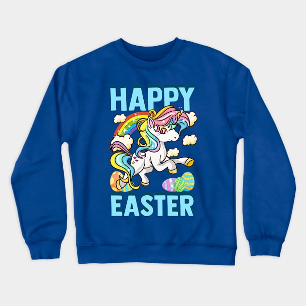 Happy Easter Unicorn Egg Hunt Crewneck Sweatshirt by E